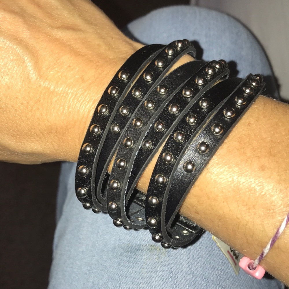 Triple Wrap Leather Studded Bracelet